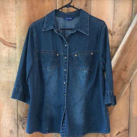ENCORE denim jacket with 3/4 sleeves size 18 - Picture 1 of 5